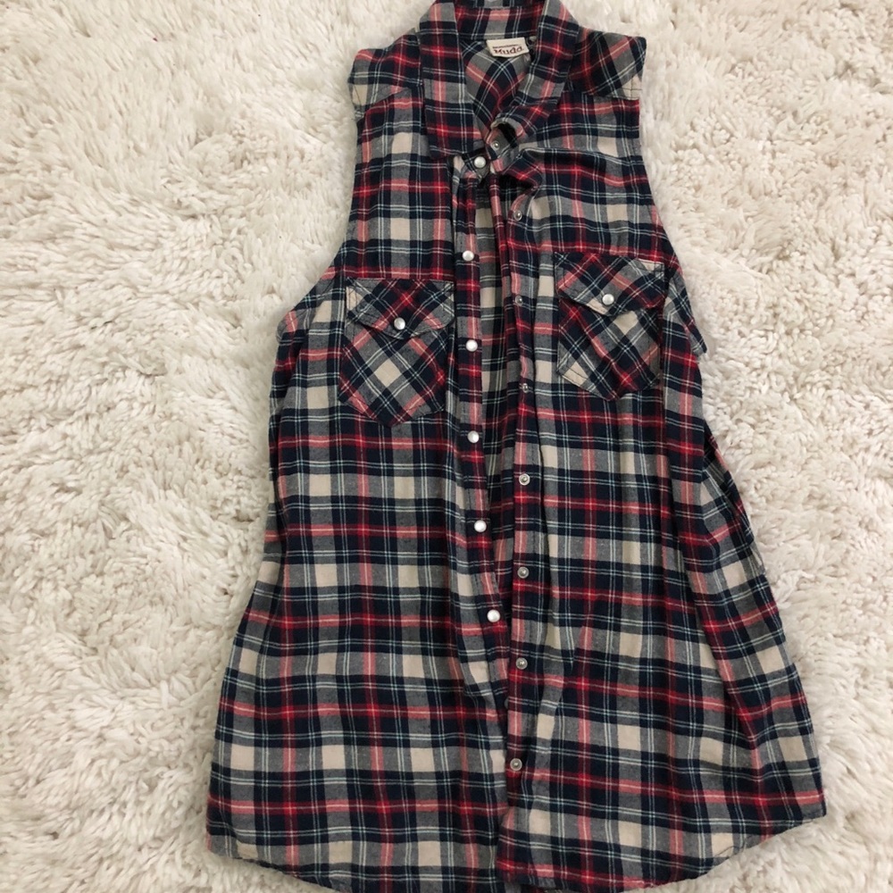 Mudd Plaid Tank - Juniors Medium
